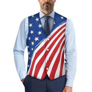 lot 8370 image: Nxidvxne Patriotic Dress For Men Men Vest Jacket 3D Print Star and Stripe Pattern Sleeveless the USA Vest Tops For Men Blue Vest