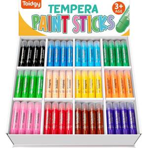 lot 8371 image: 144 Pcs Tempera Paint Sticks, 12 Color Washable Solid Paint Sticks for Kids