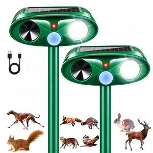 lot 8380 image: 2 Pack Upgraded Sonic Fortress Pro Deer Repellent Cat Deterrent Solar Ultrasonic Animal Repellent Outdoor with Motion Sensor Strobe Light for Skunk Rabbit Raccoon Squirrel Fortress Pro for Yard Garden