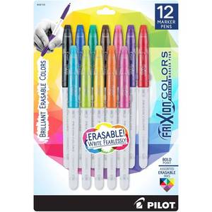 lot 8384 image: PILOT FriXion Colors Erasable Marker Pens, Assorted Color Inks, 12-Pack