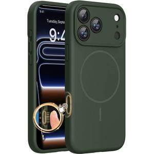 lot 8393 image: miracase Magnetic for iPhone 17 Pro Case, Compatible with MagSafe, Integrated Silicone Camera Control Cover, 3.0mm Thicken Shockproof Drop Protection Phone Case for 17 Pro,Dark Green