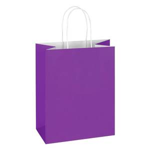 lot 11778 image: Mlyta 100 Pack 8x4.75x10 Inch Medium Purple Kraft Paper Gift Bags with Handles Bulk for Goodie Party Favor Brithday Grocery Shopping Business Wedding Retail Craft Treat To Go Return, Merchandise Sacks