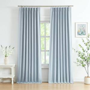 lot 11783 image: WEST LAKE Extra Long Dusty Blue Bailey Pinch Pleated Full Blackout Curtains