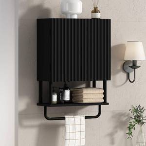 lot 11798 image: RUSTOWN Fluted Bathroom Wall Cabinet with 2 Doors, 3-Tier Medicine Cabinet (Used)