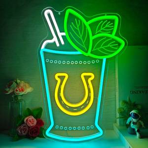 lot 11800 image: hhuohuona Mint Julep Neon Sign Dimmable Kentucky Horse Derby Neon Lights Mint Julep Cup Led Wall Decor Horse Racing Cocktail Light Up Sign for Party Derby Time