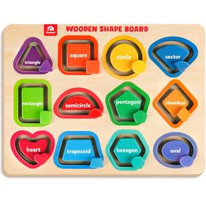 lot 12360 image: Coogam Wooden Color Shape Puzzle Board for Toddlers, Movable Sorting and Stacking Montessori Peg Board Matching Game Activities, Fine Motor Educational Learning Toys for Kids 3 4 5 Year Old