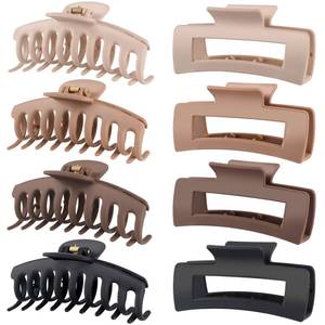 lot 12361 image: LuSeren Hair Clips for Women 4.3 Inch Large Hair Claw Clips for Women Thin Thick Curly Hair, Big Matte Banana Clips,Strong Hold jaw clips,Neutral Colors