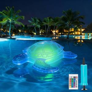 lot 12364 image: 26.5inch Solar Pool Floats Lights,IP68 Waterproof Solar Powered Floating Pool Lights,16RGB Colors Turtle Inflatable Light Up Pool Float for Above Ground Pools,Outdoor Swimming Pool Decorations(1Pc)