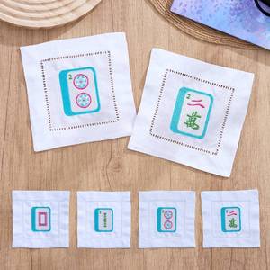 lot 12375 image: BruinBang Mahjong Linen Napkins, 8 Pieces Mahjong Cocktail Napkins, Perfect Chinese New Year Gift for Mahjong Lovers, Dinner, Bridal Showers, Game Nights, Unique Housewarming Party Favors (8)