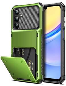 lot 12381 image: COOYA for Samsung Galaxy A15 Case Wallet, 5 Credit Card Holder, Green