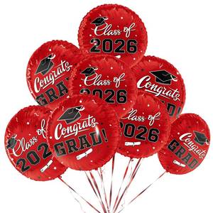 lot 12383 image: Class of 2026 Graduation Party Supplies and Decorations - 12pcs 18in Congrats Grad Red Balloons Set for Memorable Grad Celebrations