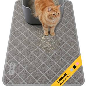 lot 12400 image: Conlun Cat Litter Mat Litter Trapping Mat, Premium Durable PVC Grid Mesh with Scatter Control, Non-slip, Less Waste Cat Litter Box Mat, Soft on Kitty�s Paws, Urine Waterproof, 24in x 17in Grey