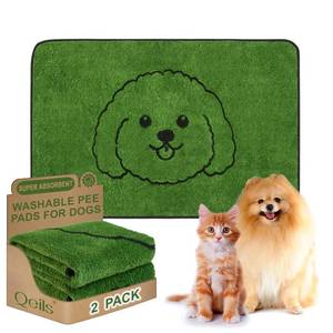 lot 12409 image: Qeils Reusable Puppy Pads , Washable Pee Pads for Dogs 36in x 24in 2 Pack (Used)