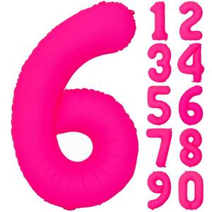 lot 12419 image: 40IN Fluorescent Pink Number 6 Balloons Glow In The Dark Pink Balloon