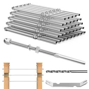 lot 12429 image: TooTaci 40 Pack 6in Long T316 Stainless Steel Cable Railing Hardware for 4inx4in Wood Posts of 18 Cable Railing Kit, 18in Marine Grade Handed Swage Threaded Stud Tensioner for Deck, Balconies Decor