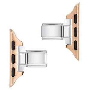 lot 12430 image: Stainless Steel Connector for Use with Apple Watch � Compatible with Italian Charm Bracelet to Create Custom Watch Band, Fits 38�49mm, GoldSilverBlackRose Gold (Rose Gold -1 Pair, 38404142mm)