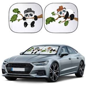 lot 12440 image: EcoNour Windshield Sun Shade Cartoon Funny Medium Size (31in L x 28in W), Printed Car Sunshade Foldable, 240T Polyester Blocks Heat and UV Rays for Front Window Protection