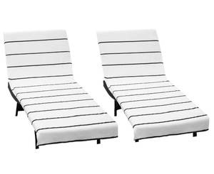lot 13419 image: COTTON CRAFT Pool Lounge Chair Cover - 2 Pack Stripe Terry - White Black