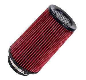 lot 13424 image: 4-Inch Cold Air Intake Filter - Washable, High Performance, 3in or 3-12in or 4in Clamp-On Filter Height 9 In Replacement Cone Air Filter Universal 3 Sizes in 1 (Red)