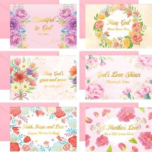 lot 13444 image: Crtiin 240 Set Motherfts Day Religious Cards Bulk 2026 Christian Gold Foil Greeting Cards 5.9 x 3.9 Inches with Pink Envelopes Stickers 6 Designs Assortment for Motherfts Day Church Thank You Card