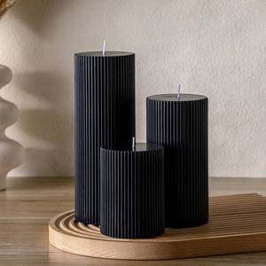 lot 13447 image: Conelist Ribbed Pillar Candles Set of 3, Width 3in High 4in 6in 8in Large Soy Wax Orchids Scented Pillar Candles Aesthetic Ribbed Modern Home Decor for Bathroom Living Room(Black)