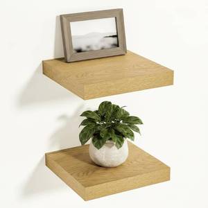 lot 13458 image: Vivelove 12 Inch Deep Floating Shelves, 12 X 12 Inches, Oak, Set of 2
