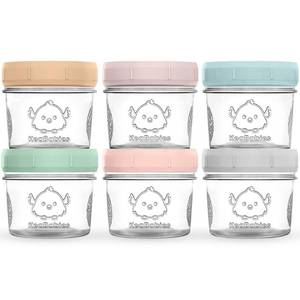 lot 13463 image: KeaBabies 4pk 8oz and 4pk 4oz Glass Baby Food Containers with Lids - Leak-Proof,Microwavable Small Glass Jars,Baby Purees and Toddler Snack Storage Containers,BPA-Free,Dishwasher and Freezer Safe(Musk Dusk)