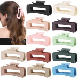 lot 14250 image: 12 Pcs Neutral Square Hair Claw Clips � 4.3in Matte Finish Rectangle Claws for Women Thick and Thin Hair, Everyday Bulk Hair Accessories Set