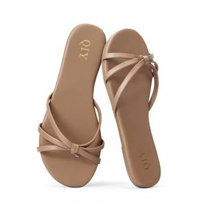 lot 14259 image: Womens Flip Flops Flat Sandals Slide Sandals Summer Thong Flats,Taupe,8.5