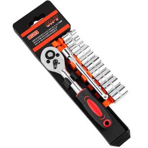 lot 14262 image: Crizendo 12PCS 14 Inch Drive Socket Set, Premium Mini Ratchet Socket Wrench Set, Small Metric Ratchet Socket Wrenches Set, with 14 Ratchet Extension Bar for Car, Automotive, Household Repair