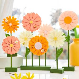 lot 14290 image: SUNBEAUTY 8 PCS Daisy Felt Centerpieces for Tables Flower Birthday Decorations Daisy Birthday Party Decorations Pink Orange Spring Floral Table Decor for Girl Birthday Baby Shower Garden Home Decor