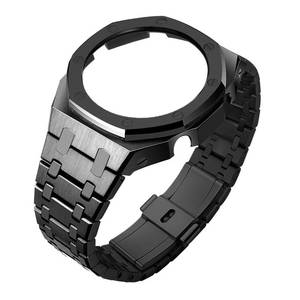 lot 14296 image: GA2100 Metal Watch Band Case Replacement Kit, Stainless Steel Strap Bezel Accessories Compatible with Casio Mens Gshock GA2100GA-2110 Watches (Black)