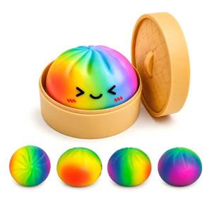 lot 14301 image: Binkahui Rainbow Mystery Dumpling Squishies with Steamer Box,Soft Stretchy Bao Bun Stress Relief Balls,Sensory Fidget Squeeze Toys for Anxiety Relief,Decompression Desk Toys