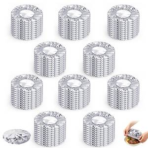 lot 14308 image: 100 Pcs Reusable Aluminum Foil Food Covers, Pop-Up Tin Foil Food Insulation Cover, Kitchen Fresh-Keeping Insulation Film for Home Dining Parties Outdoor Picnics Fits Plates, Bowls, and Containers