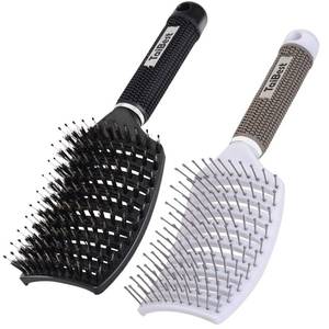 lot 14315 image: TaiBest Boar Bristle Hair Brush Set - DryWet Hair Brushes Detangler for Fine, Thick, Curly Hair - Curved and Vented Hair Brush for Women, Men or Kids