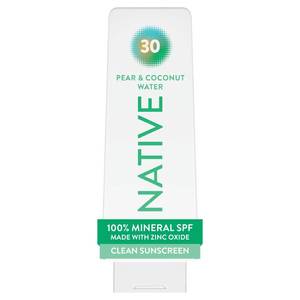 lot 14328 image: Native Mineral Sunscreen Lotion SPF 30, Pear and Coconut Water Scent, with 100percent Mineral Zinc Oxide for Face and Body, Hawaii Compliant, Vegan, No White Cast - 7 oz