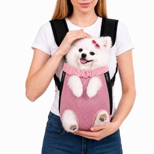 lot 14349 image: Inspack Dog Backpack CarrierCat Carrier, Adjustable Pet Front Carriers Travel Bag for Puppy Medium Dogs, Legs Out, Soft Ventilated Doggie Chest Carry Backpacks for HikingCamping, 7-11 lbs, Pink