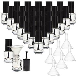 lot 14351 image: Bright Creations Mini Empty Nail Polish Bottles with Brush - Refillable Glass Vials for Making Nail Polish - Mini Bottles with Brush Caps and Funnels for Travel Essentials - 5 ml, Pack of 30