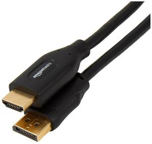 lot 14365 image: Amazon Basics DisplayPort to HDMI Cable, Video and Audio, Uni-Directional, 1920x1200, 1080p Full HD, Gold-Plated Plugs, 3 Feet, Black, 5-Pack