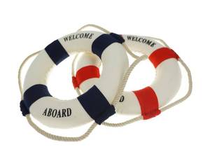lot 14376 image: Bilipala 2PCS Welcome Cloth Decorative Life Ring, Buoy Home Wall Nautical Decor, RedandBlue