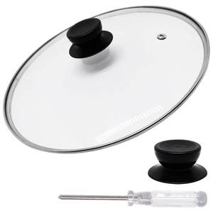 lot 14382 image: YuGtcen 10 Inch Pan Lid, Tempered Glass Cast Iron Lid, Pot Pan Cover Replacement for Skillets, Pans, Pots, Wok, with 2pc Heat Resistant Handle