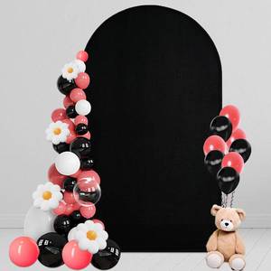 lot 14392 image: 4 FT Arch Backdrop Cover, Wedding Black Arch Covers Stretchy Backdrop Spandex Fitted for Chiara Stand Birthday Baby Shower Party Ceremony Decoration Black 4FT