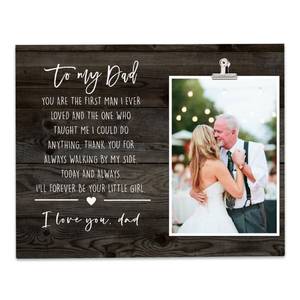 lot 14394 image: AZVAUUY Father of The Bride Gifts from Daughter, Wooden Picture Frame for 6inx 4in Photo, Thank You Gifts For Daddy, To My Dad Keepsake On My Wedding Day, Wedding Keepsake Desk Decor