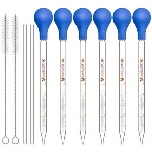 lot 14395 image: Weewooday Glass Droppers Pipettes Back to School Lab Dropper Glass Liquid Pipette with Big Rubber Hats 20 cm Stir Rod Washing Brush Transfer for Liquid Essential Oil(16 Pieces,Blue,5 ml)