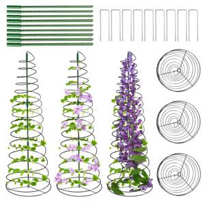 lot 14397 image: 3 Pack 53.6in Spiral Plant Support Stakes, Adjustable Metal Pea Trellis for Climbing Plants, Garden Support Rings with 9 Extension Rods and 9 Ground Stakes for Potted Plants, Vegetables, Flowers,Peas