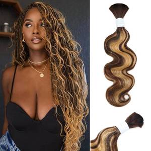 lot 14414 image: Liqusee Body Wave Curly 427 Human Braiding Hair 100g One BundlePack Bulk Human Hair for Braiding No Weft Human Hair Braiding Hair for Boho Braids (22 inch, Body Wave 427)