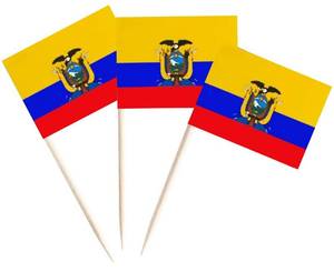 lot 14421 image: JAVD CYPS 100 Pcs Ecuador Flag Ecuadorian Toothpick Flags, Small Mini Stick Cupcake Toppers Ecuador Flags,Country Picks Party Decoration Celebration Cocktail Food Bar Cake Flags
