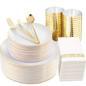 lot 19790 image: MirthMood 210Pcs Disposable Plastic Plates,Plates and napkin party supplies