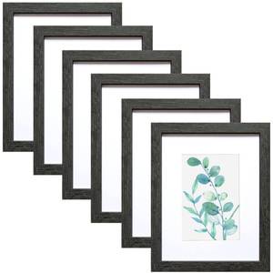lot 19793 image: SESEAT 8x10 Picture Frame Dark Gray Set of 6, Display Pictures 5x7 With mat or 8x10 Without Mat