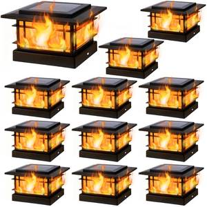 lot 19796 image: Dynaming 4x4 Solar Post Cap Lights Outdoor with Flickering Flame Light, 12 Pack Black Shell Fence Post Solar Lights Fit VinylWooden Posts, Brightness LED Lighting Decor for Garden Deck Patio